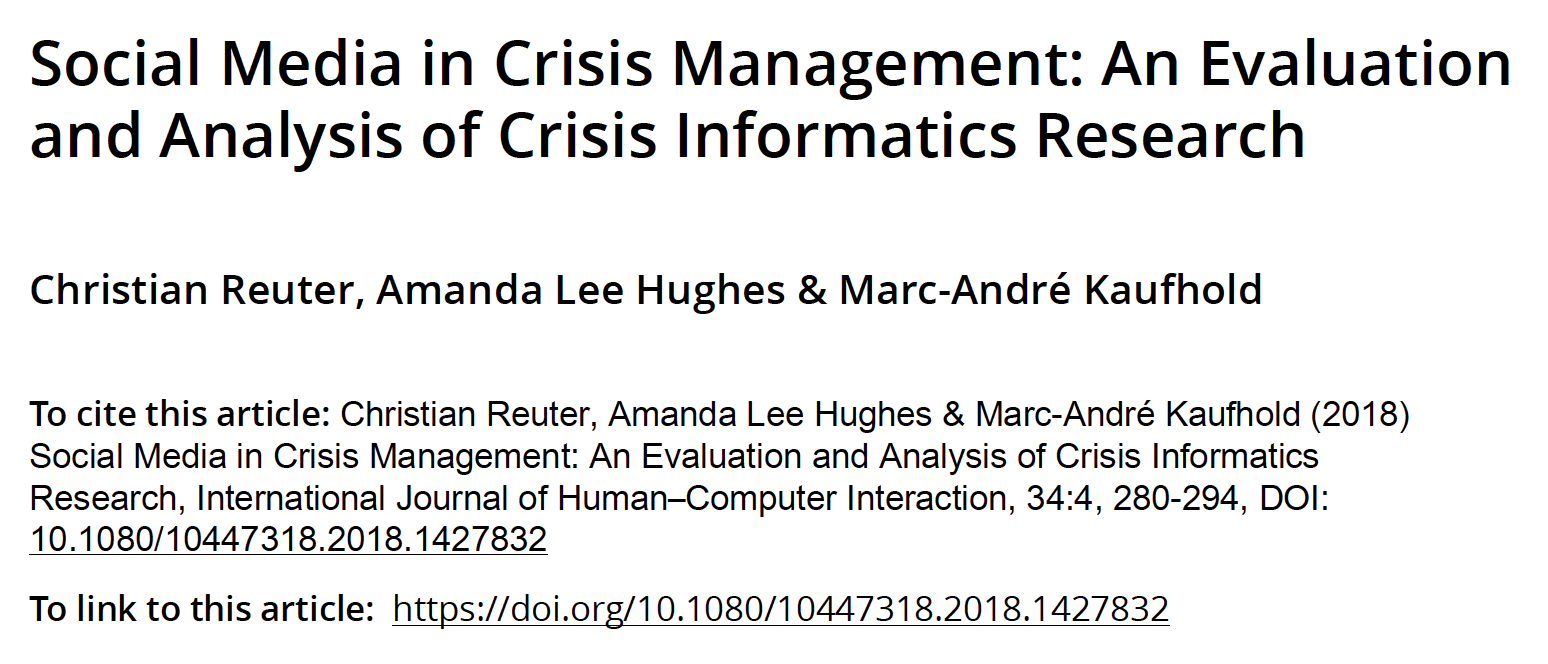 Social media in Crisis Management